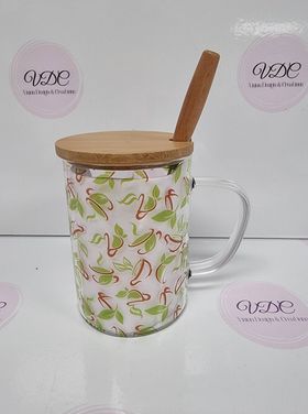 15oz Glass Cup with Bamboo Lid and Spoon - Vision Design & Creations