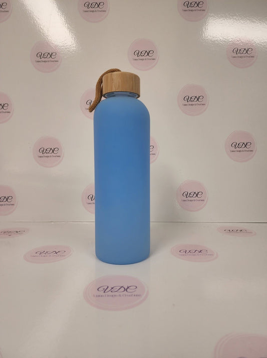 Coloured Glass Water Bottle with Bamboo Lid - 750mL (25oz) - Vision Design & Creations