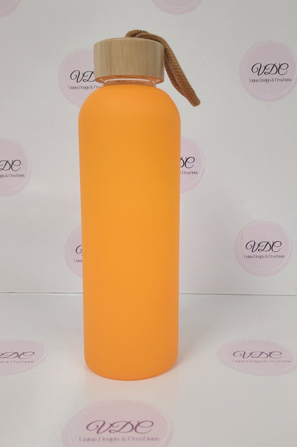 Coloured Glass Water Bottle with Bamboo Lid - 750mL (25oz) - Vision Design & Creations