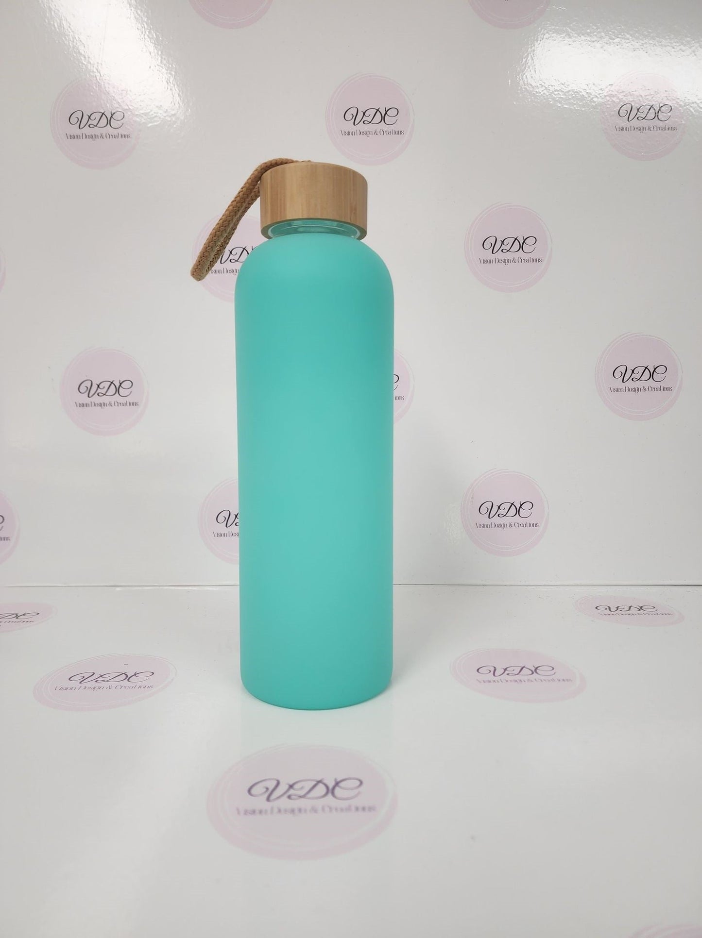 Coloured Glass Water Bottle with Bamboo Lid - 750mL (25oz) - Vision Design & Creations
