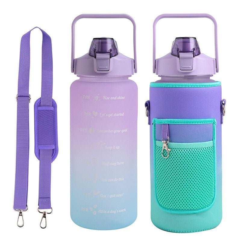 Large motivational Drink Bottle with Straw Drink Bottle - 2 Litres - Vision Design & Creations