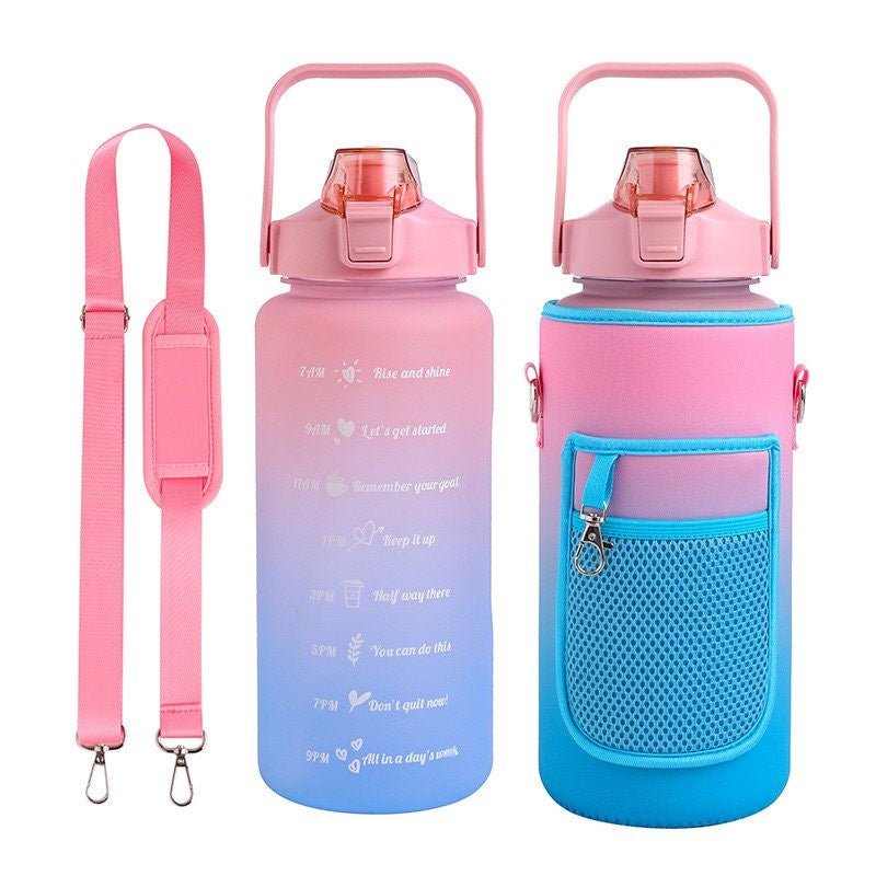 Large motivational Drink Bottle with Straw Drink Bottle - 2 Litres - Vision Design & Creations