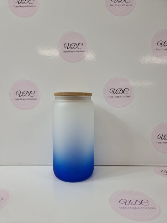 Ombre Glass Can with Bamboo Lid 450ml (16oz) - Vision Design & Creations