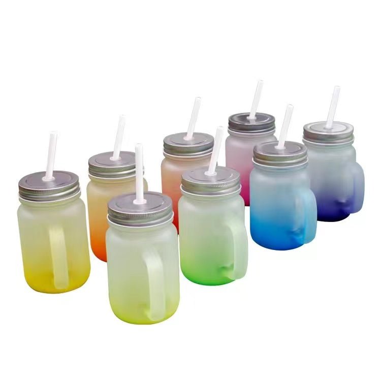 Ombre Glass Mason Jar with Handle - 430mL (14.5oz) - Vision Design & Creations