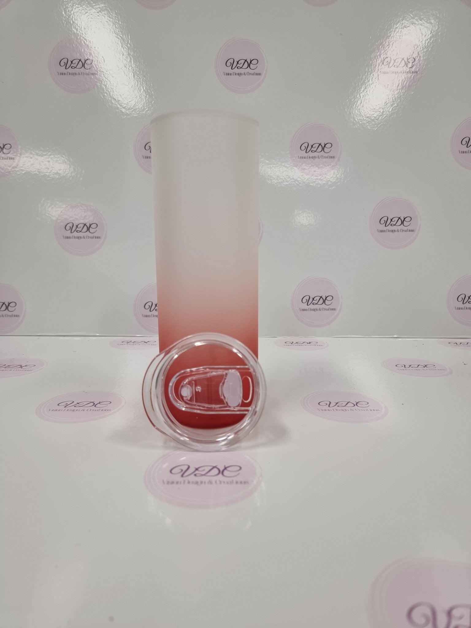 Ombre Skinny Glass Tumblers with Clear Slider Lid - 740mL (25oz) - Vision Design & Creations