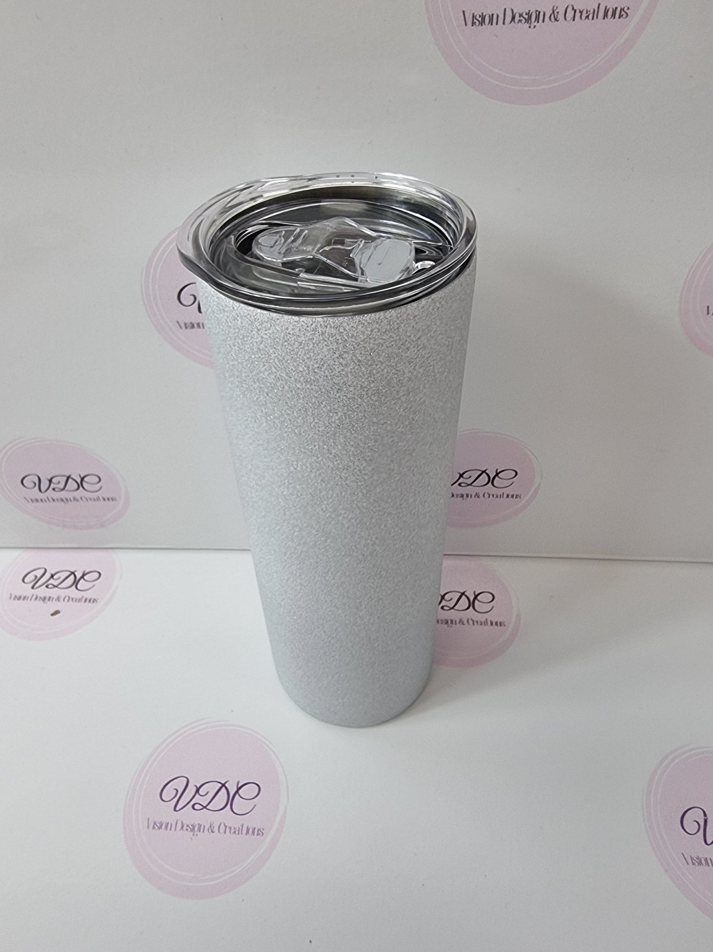 Textured Light Silver Glitter Tumbler 590ml - 20oz - Vision Design & Creations