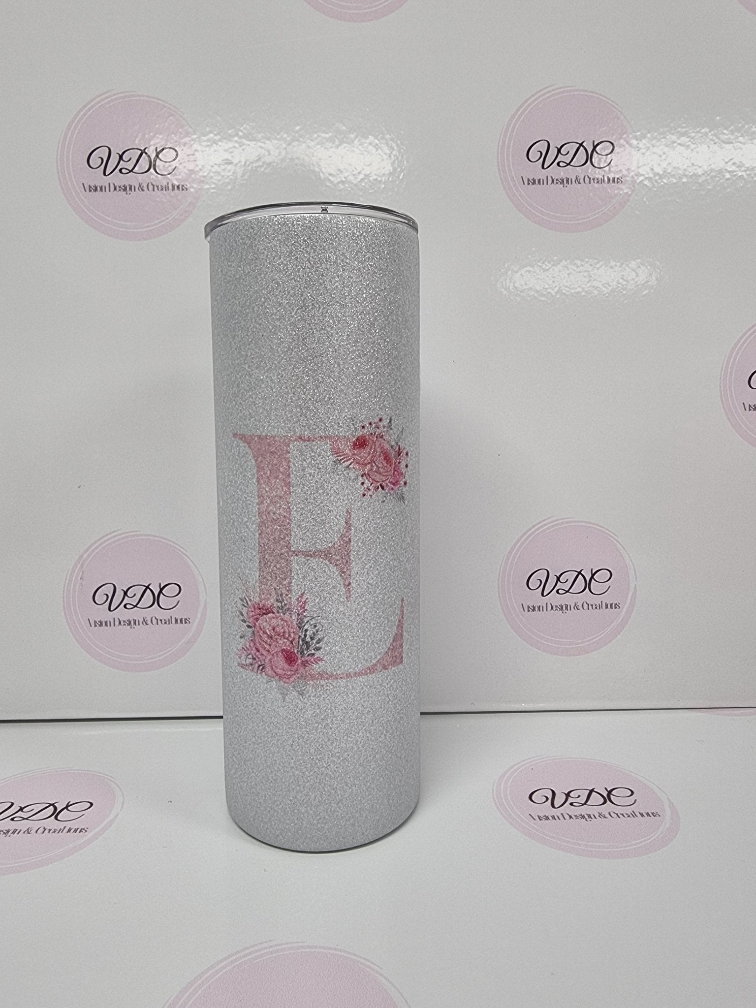 Textured Light Silver Glitter Tumbler 590ml - 20oz - Vision Design & Creations